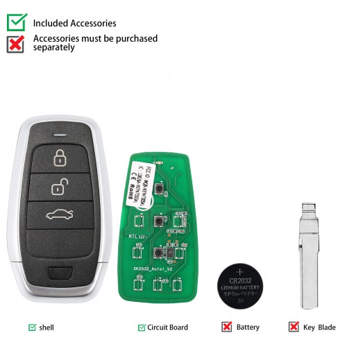 [In Stock] AUTEL MAXIIM IKEY Standard Style IKEYAT003BL 3 Buttons Independent Smart Key (Lock/ Unlock/ Trunk) 5pcs/lot