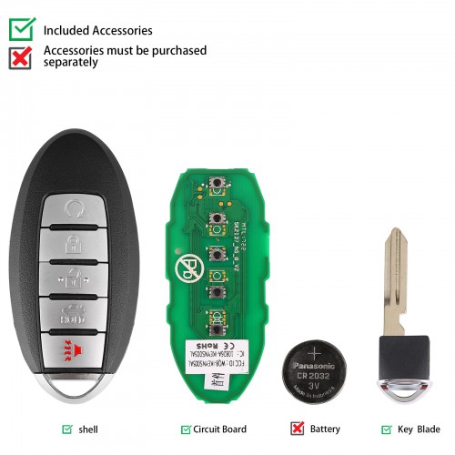 [In Stock] AUTEL MAXIIM IKEY Premium Style IKEYNS005AL Nissan 5 Buttons Universal Smart Key (Trunk/ Remote Start/ Panic)