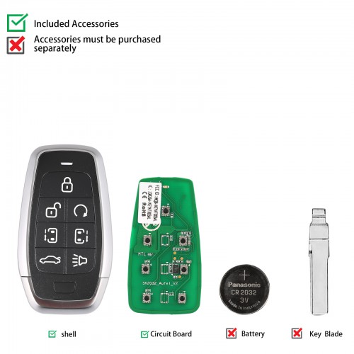 AUTEL MAXIIM IKEY Standard Style IKEYAT007AL 7 Buttons Independent Smart Key (Remote Start/ Left Door/ Right Door) 10pcs/lot