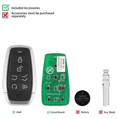 AUTEL MAXIIM IKEY Standard Style IKEYAT006EL 6 Buttons Independent Smart Key (Hatch/ Hatch Glass/ Remote Start) 10pcs/lot