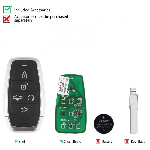 AUTEL MAXIIM IKEY Standard Style IKEYAT005AL 5 Buttons Independent Smart Key (Air Suspension/ Remote Start/ Panic) 5pcs/lot
