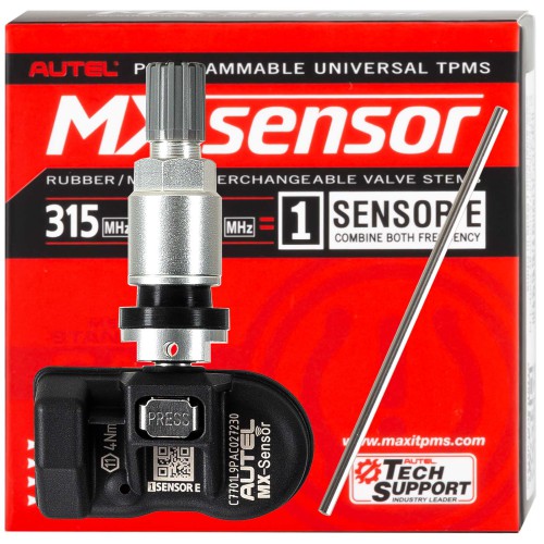 Autel MX-Sensor 315MHz+433MHz 2 in 1 Universal Programmable TPMS Sensor (Metal Valves/ Rubber Values)-OE Level Tire Pressure Monitoring System