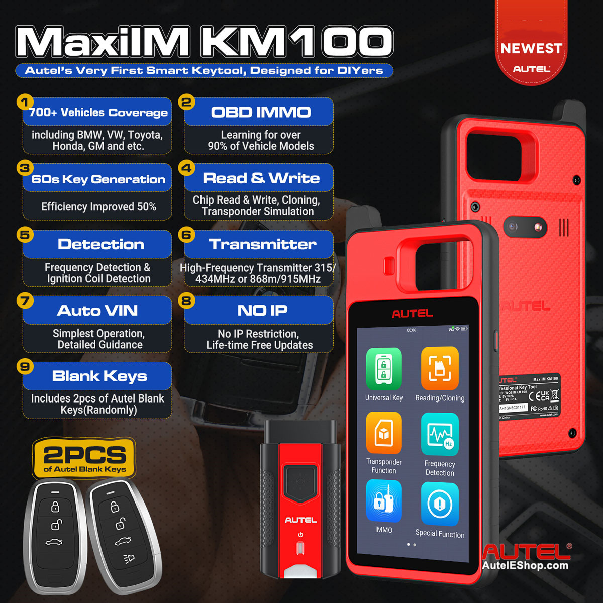 Autel MaxiIM KM100 جهاز برمجة مفاتيح السيارات